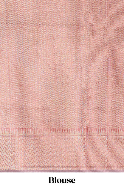 Pink geometric zari weaving kota cotton saree with zig zag zari border and pallu