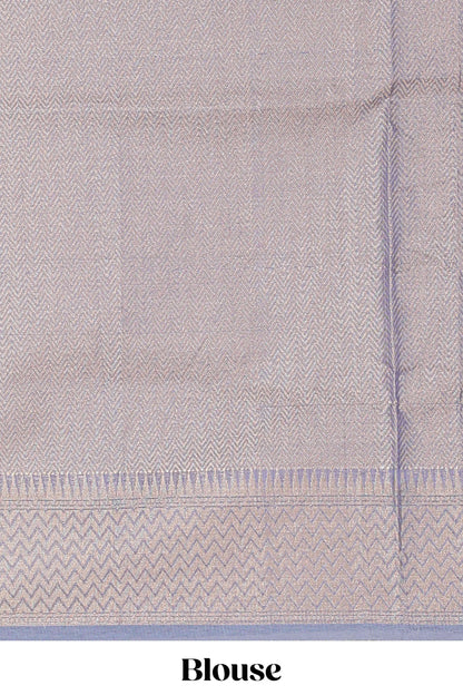 Blue geometric zari weaving kota cotton saree with zig zag zari border and pallu