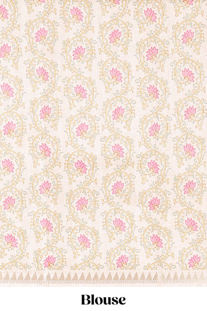 Yellow plain art tussar silk saree with contrast peacock and lotus theme border and printed pallu