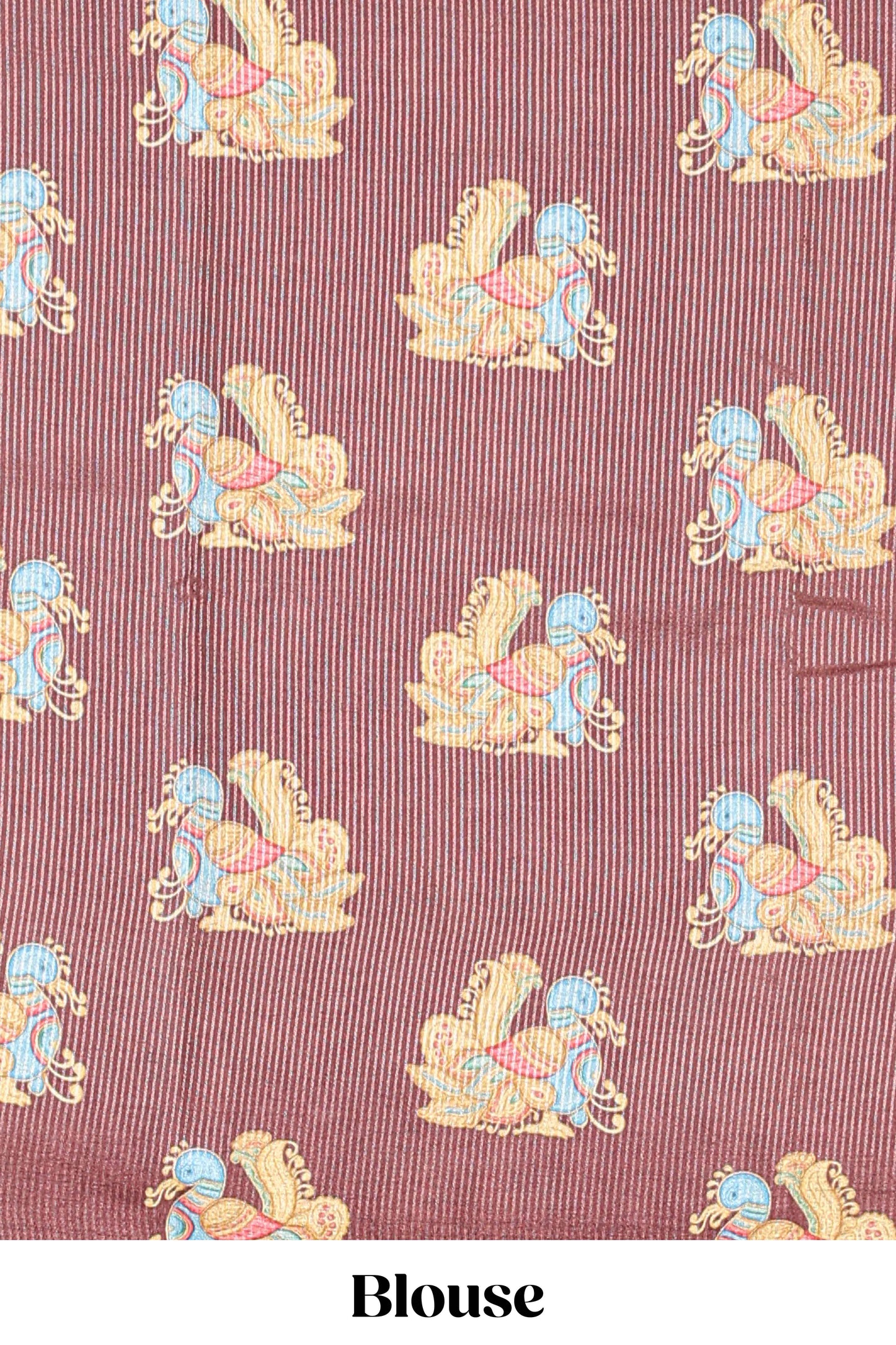 Peach plain art tussar silk saree with contrast annam bird and lotus theme border and printed pallu
