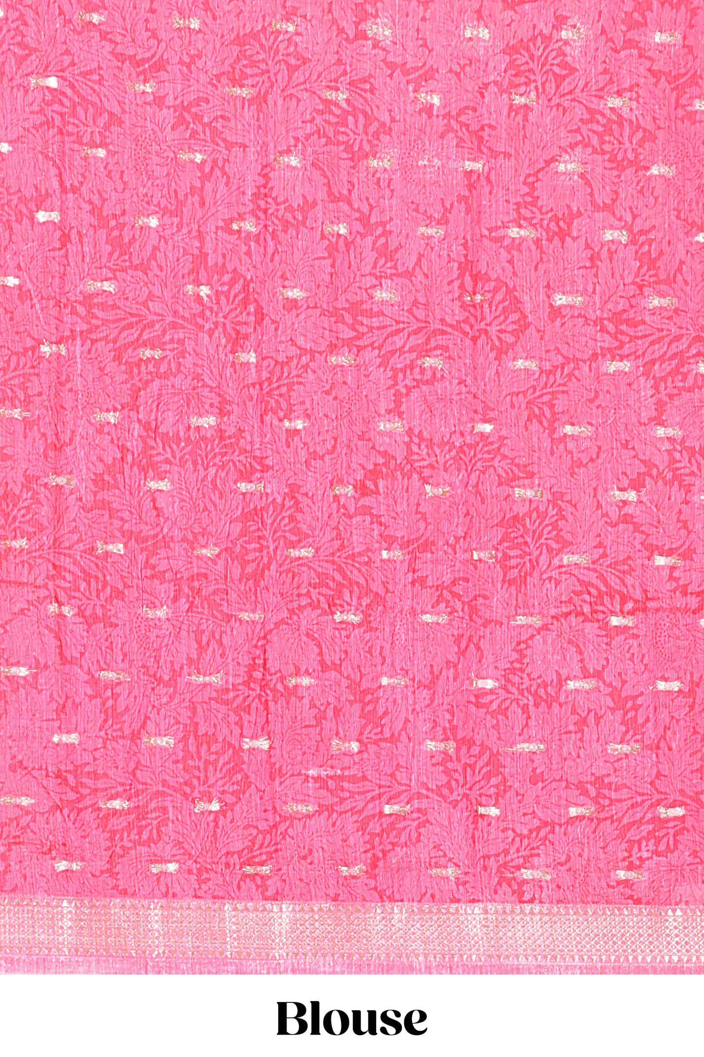 Cream zari dot buttas and pallakku procession themed assam silk saree with contrast pink border and striped pallu