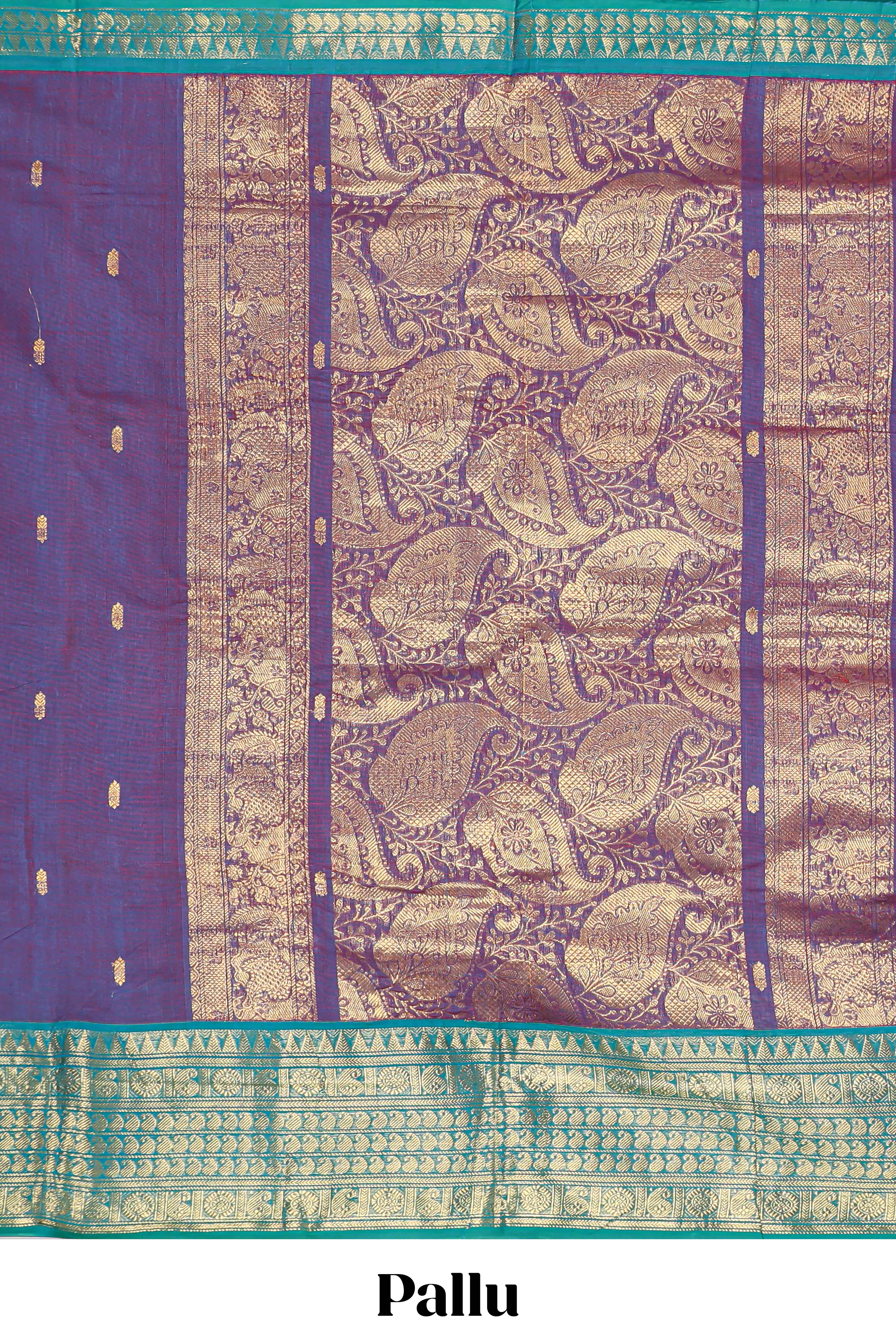 Lavender zari butta chettinad cotton saree with contrast zari border and manga motifs pallu