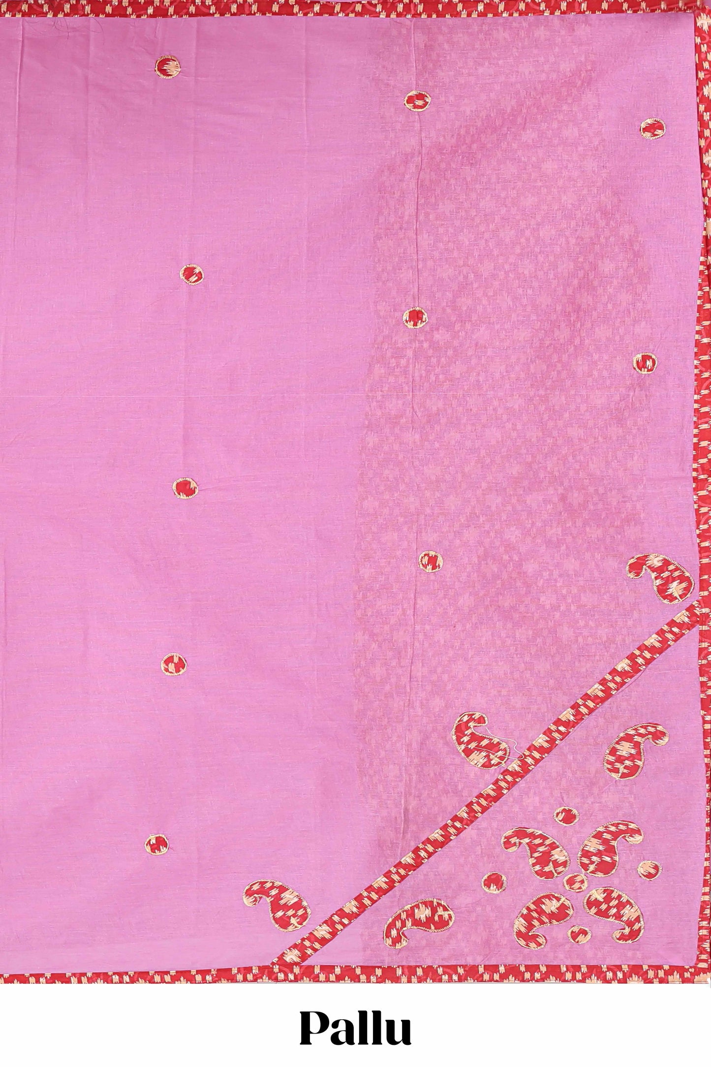 Pink embroidery butta bengal cotton saree with contrast border and matching pallu