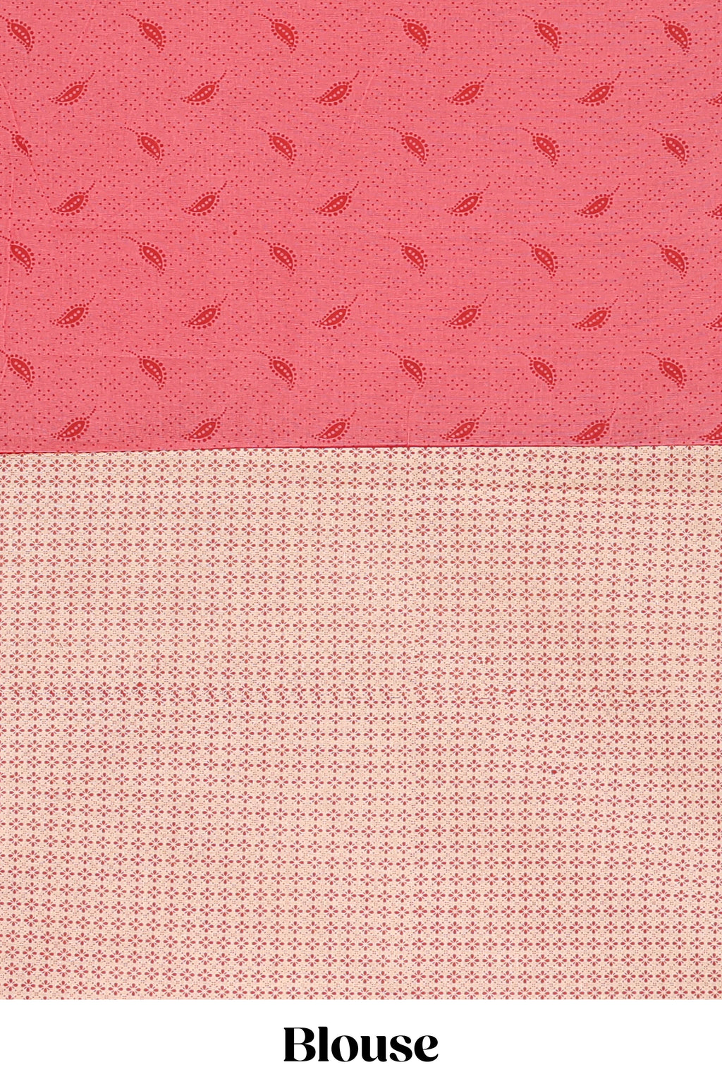 Pink leaf design bengal cotton saree with contrast border and matching pallu