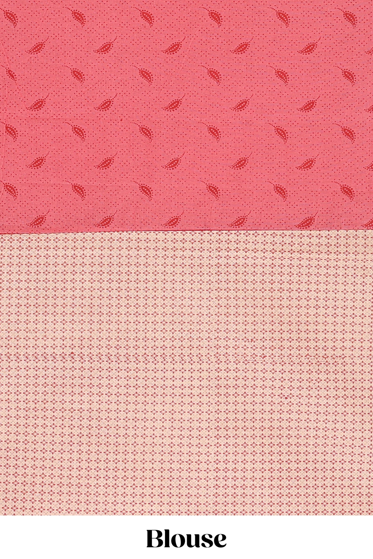 Pink leaf design bengal cotton saree with contrast border and matching pallu