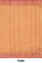 Sandal butta design bengal cotton saree with self border and matching striped pallu