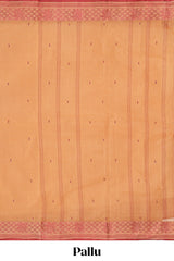 Sandal butta design bengal cotton saree with self border and matching striped pallu