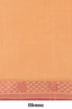Sandal butta design bengal cotton saree with self border and matching striped pallu