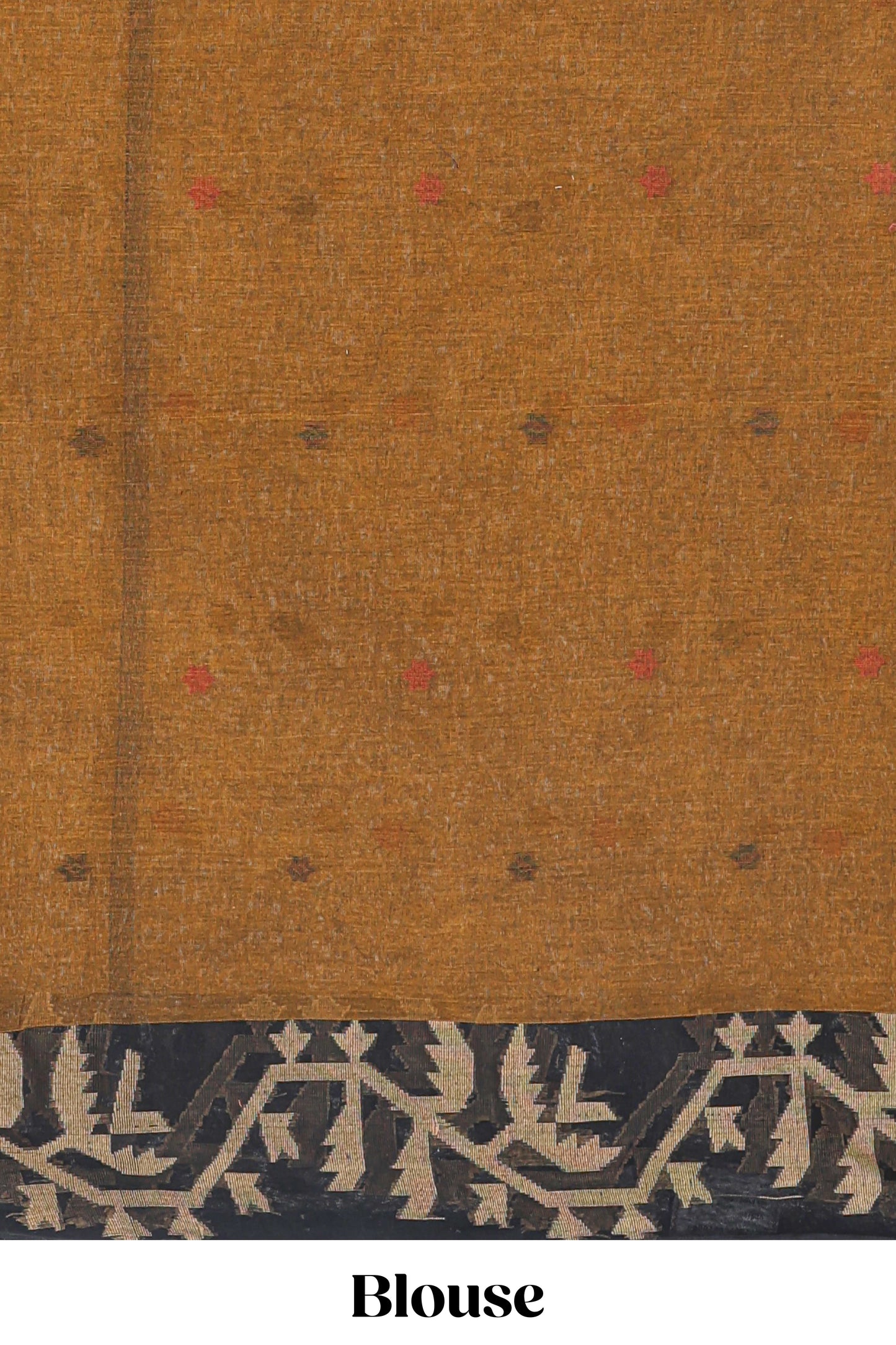 Bronze floral butta design bengal cotton saree with contrast border and matching pallu