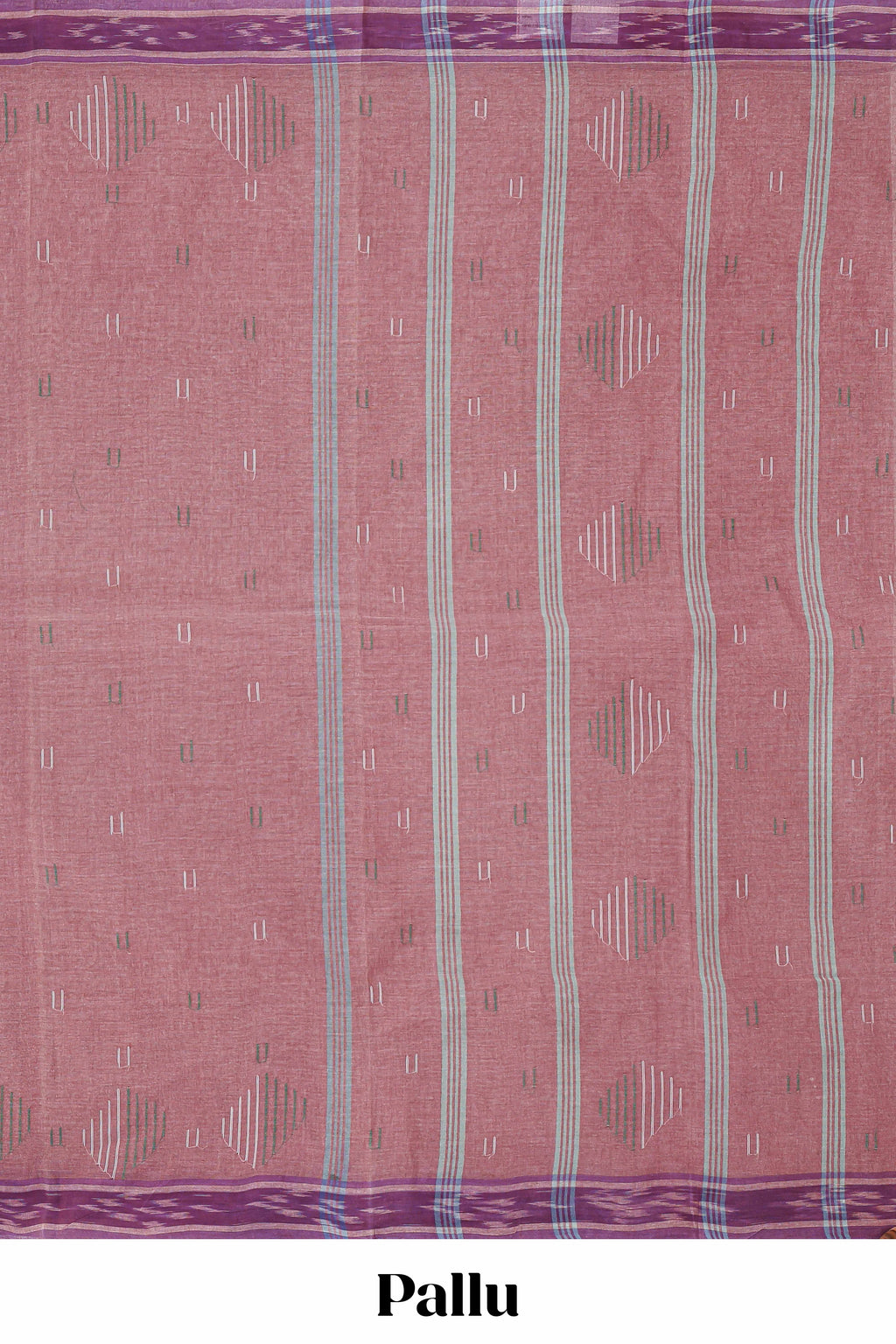 Rosy plum butta design bengal cotton saree with contrast border and matching striped pallu