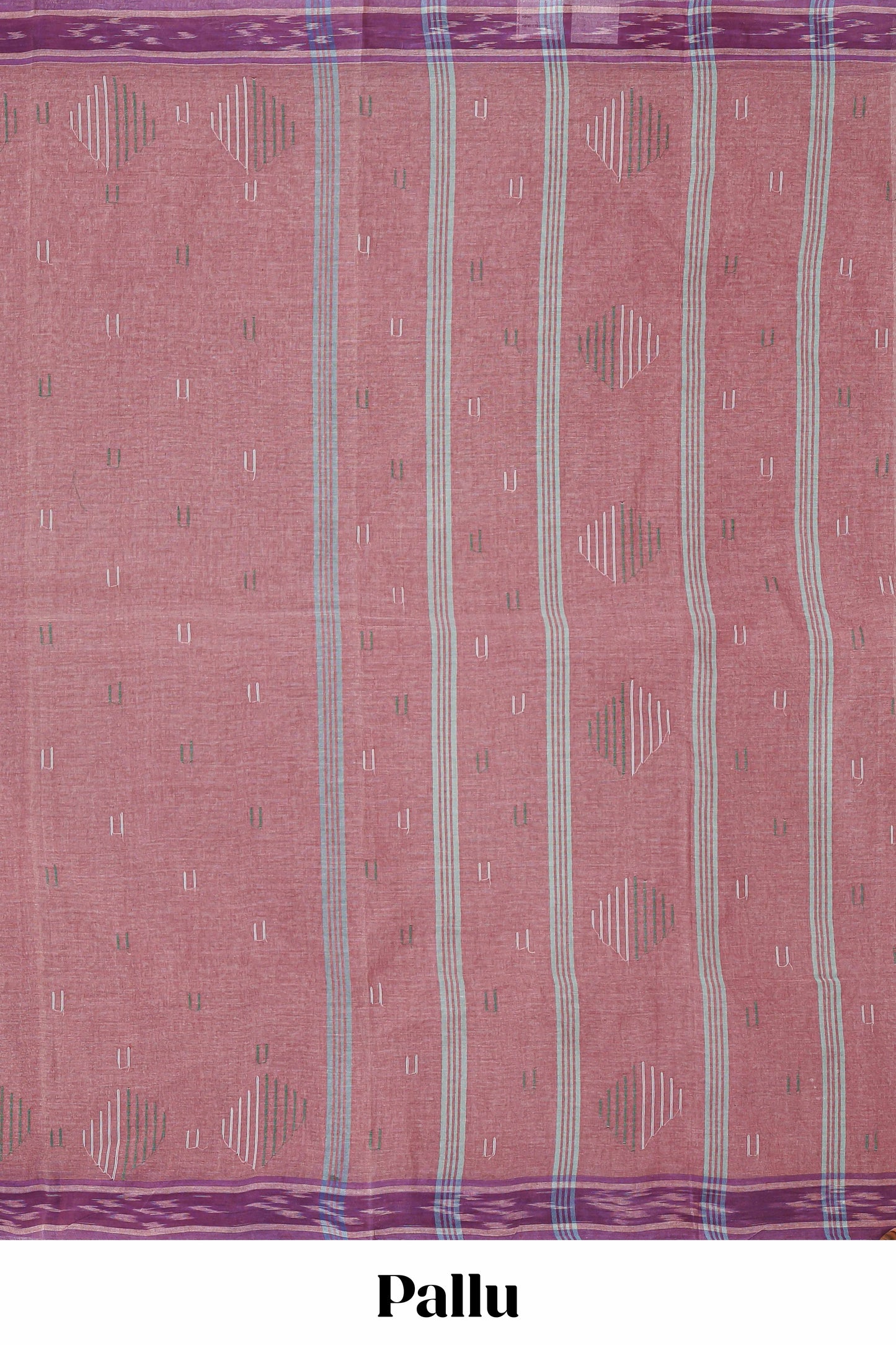 Rosy plum butta design bengal cotton saree with contrast border and matching striped pallu
