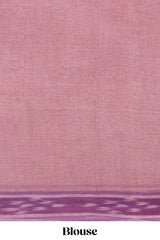 Rosy plum butta design bengal cotton saree with contrast border and matching striped pallu