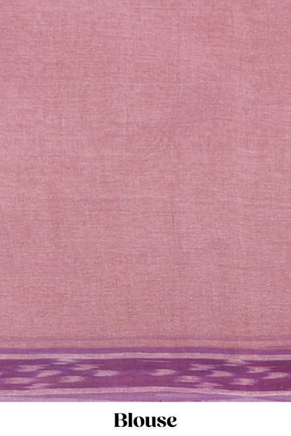 Rosy plum butta design bengal cotton saree with contrast border and matching striped pallu