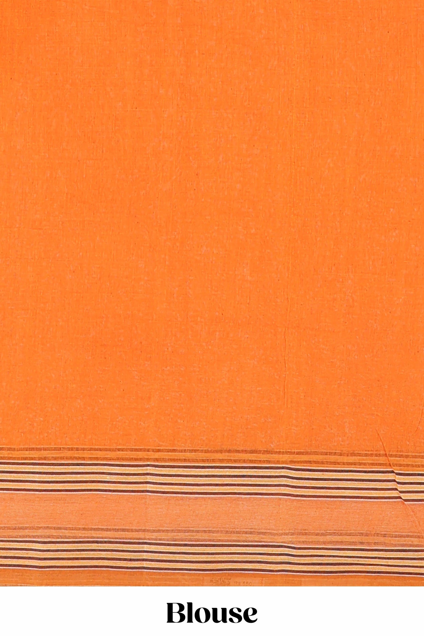 Orange butta design bengal cotton saree with self border and matching striped pallu