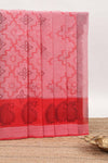 Pink geometric design bengal cotton saree with self border and matching pallu