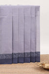 Lavender plain bengal cotton saree with contrast border and matching striped pallu