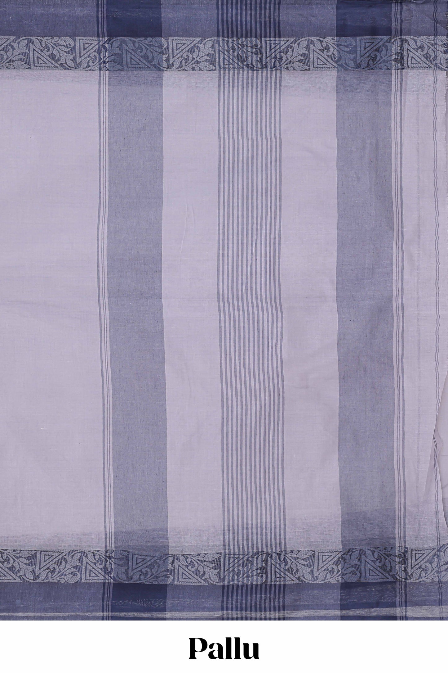 Lavender plain bengal cotton saree with contrast border and matching striped pallu