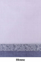 Lavender plain bengal cotton saree with contrast border and matching striped pallu