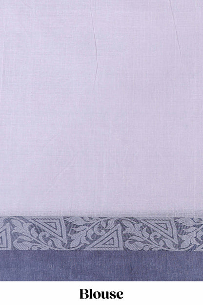 Lavender plain bengal cotton saree with contrast border and matching striped pallu