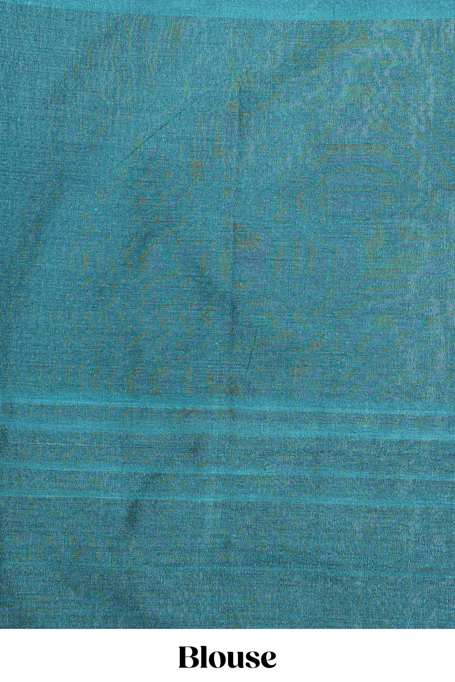 Borderless green plain south cotton saree with contrast striped pallu and matching blouse