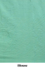 Borderless ocean blue shibori print mul mul cotton saree with contrast blouse