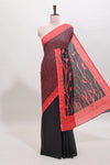 Borderless black striped mul mul cotton saree with matching blouse