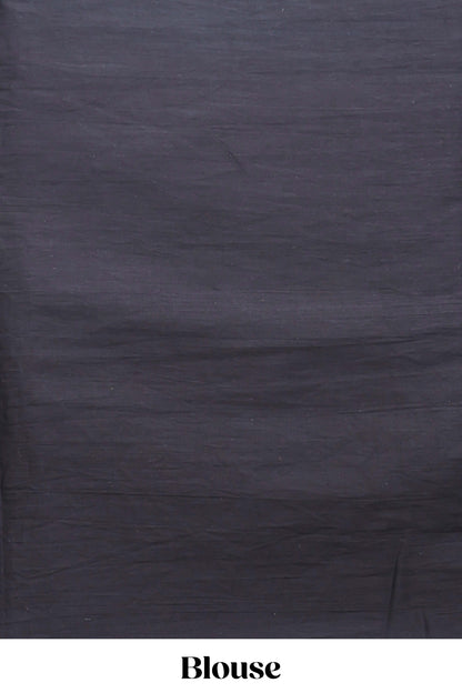 Borderless black striped mul mul cotton saree with matching blouse