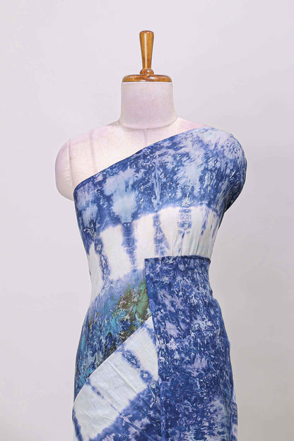 Borderless multicolor tie and dye shibori print mul mul cotton saree with matching pallu