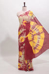 Borderless maroon shibori print mul mul cotton saree with matching blouse