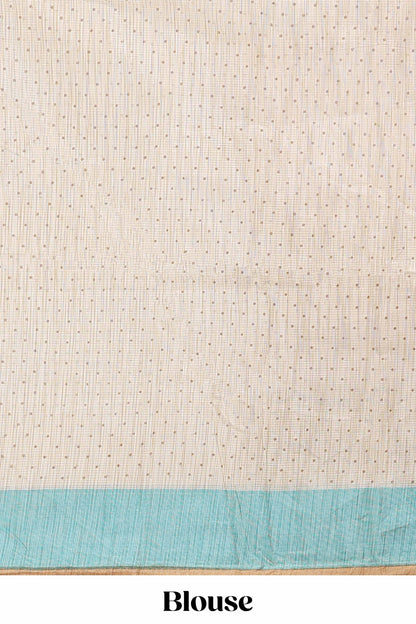 Sandal warli design kota cotton saree with contrast green border and matching blouse