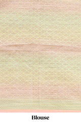 Multi color geometric pattern kota cotton saree with floral zari border and jacquard design blouse