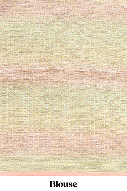 Multi color geometric pattern kota cotton saree with floral zari border and jacquard design blouse