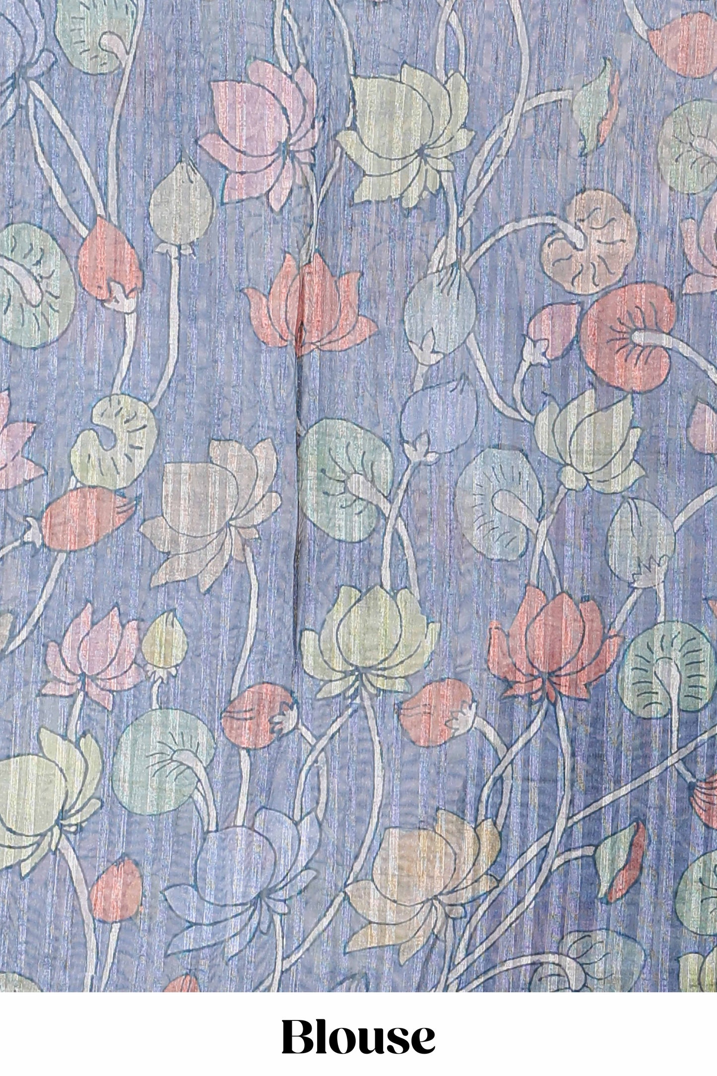 Turquoise green floral design art tussar saree with self zari border and contrast floral print pallu