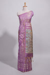 Violet warli printed semi tussar sareewith contrast warli printed pallu and matching blouse