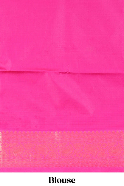 Purple checked vairaoosi semi soft silk saree with floral zari butta and contrast Pallu