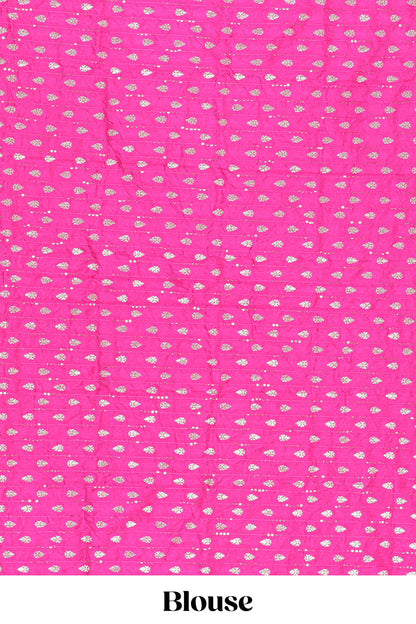 Green marsh mallow saree with elephant butta and zari border, comes with contrast zari butta blouse