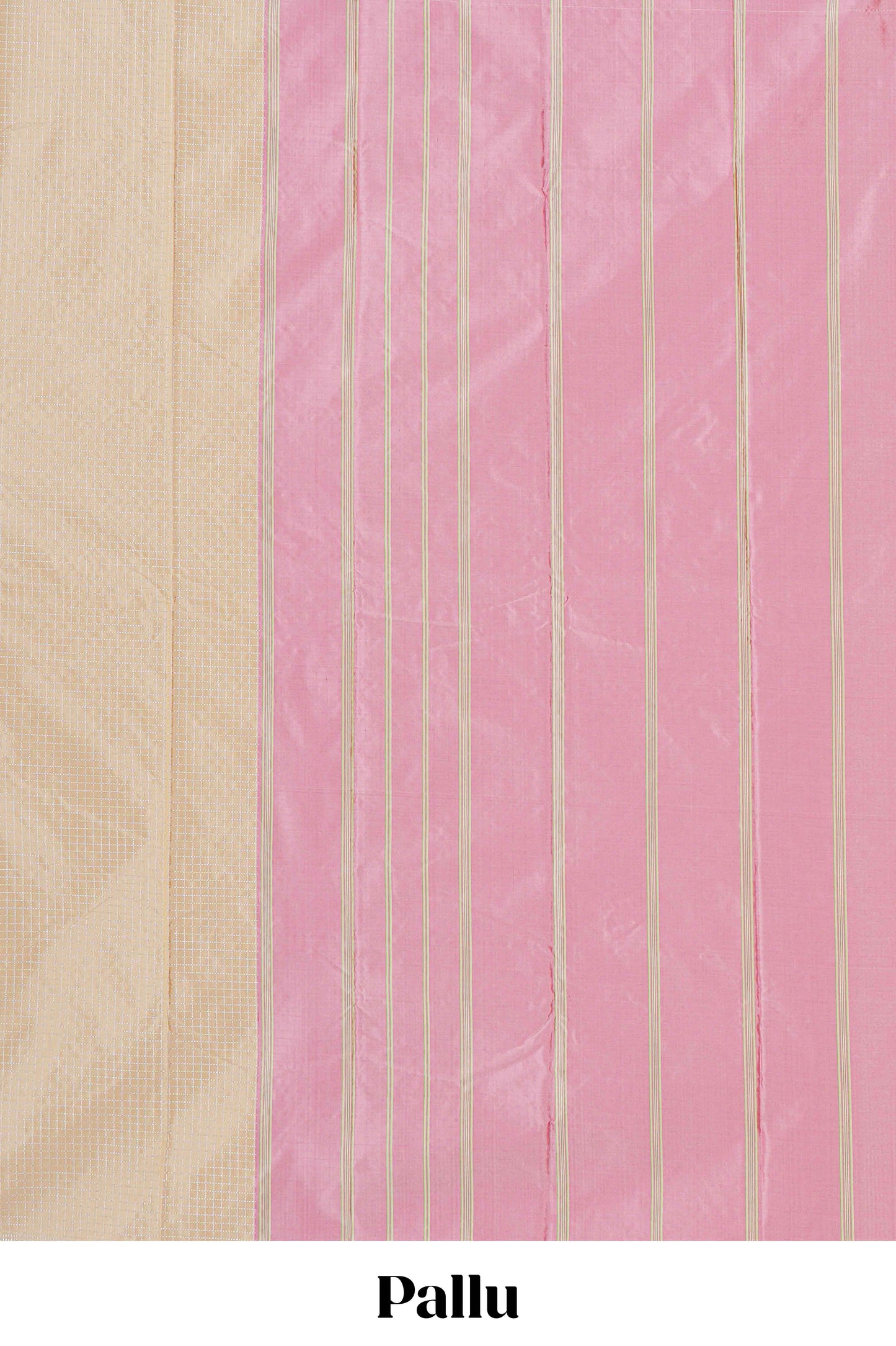 Sandal checked semi soft silk vaira oosi saree with contrast striped pallu and blouse