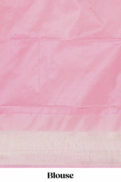 Sandal checked semi soft silk vaira oosi saree with contrast striped pallu and blouse