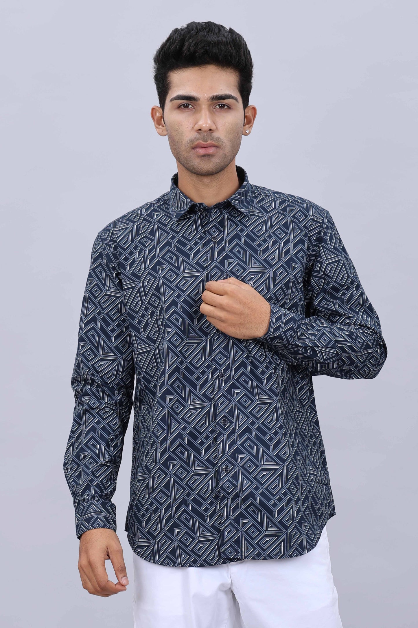 Men’s Slim Fit Pure Cotton Dobby Printed Casual Shirt