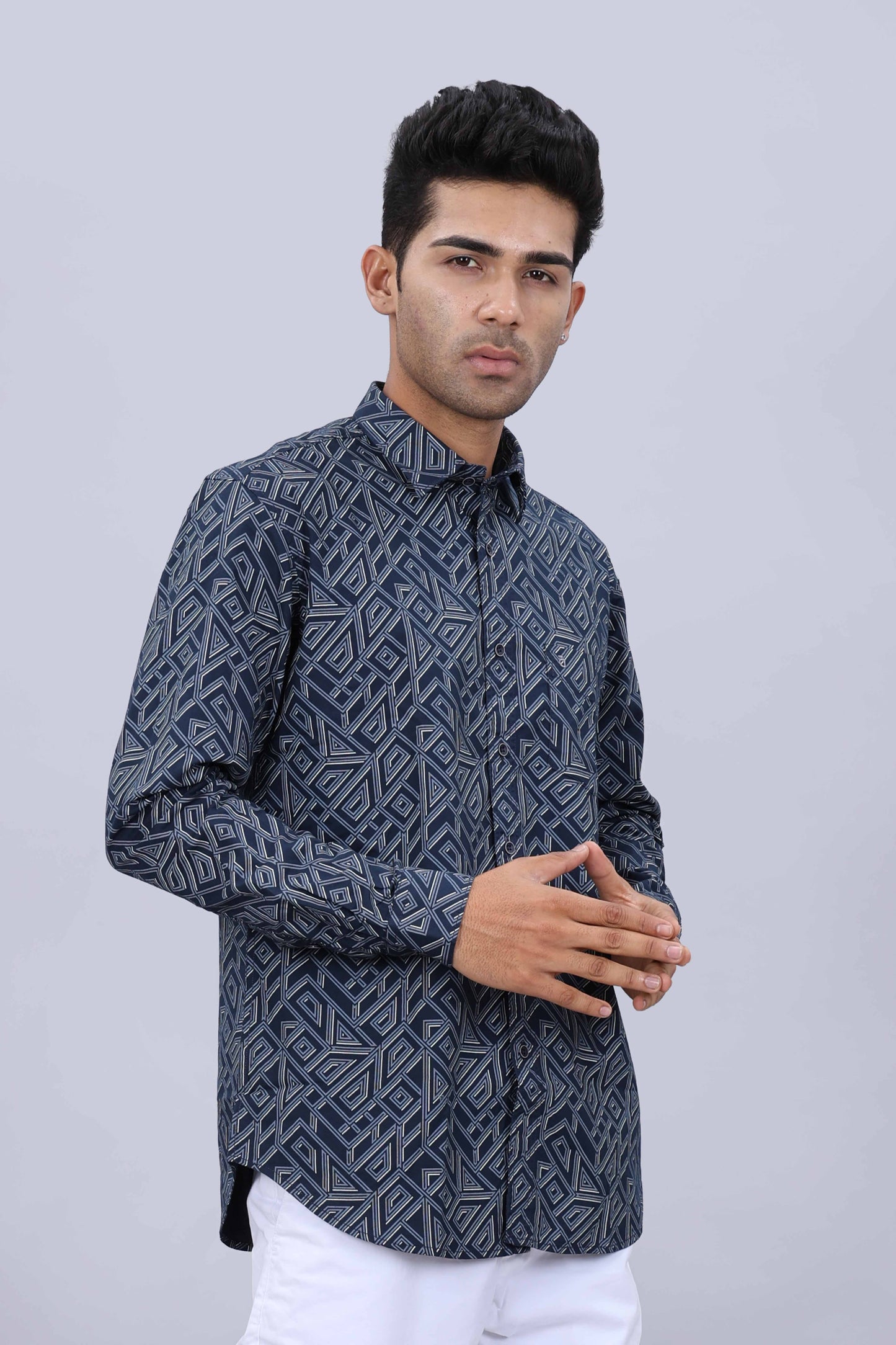 Men’s Slim Fit Pure Cotton Dobby Printed Casual Shirt