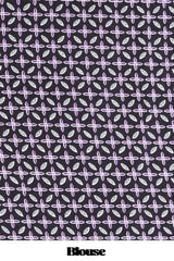 Black satin modal saree with purple polka print, contrast checked pallu, and printed blouse