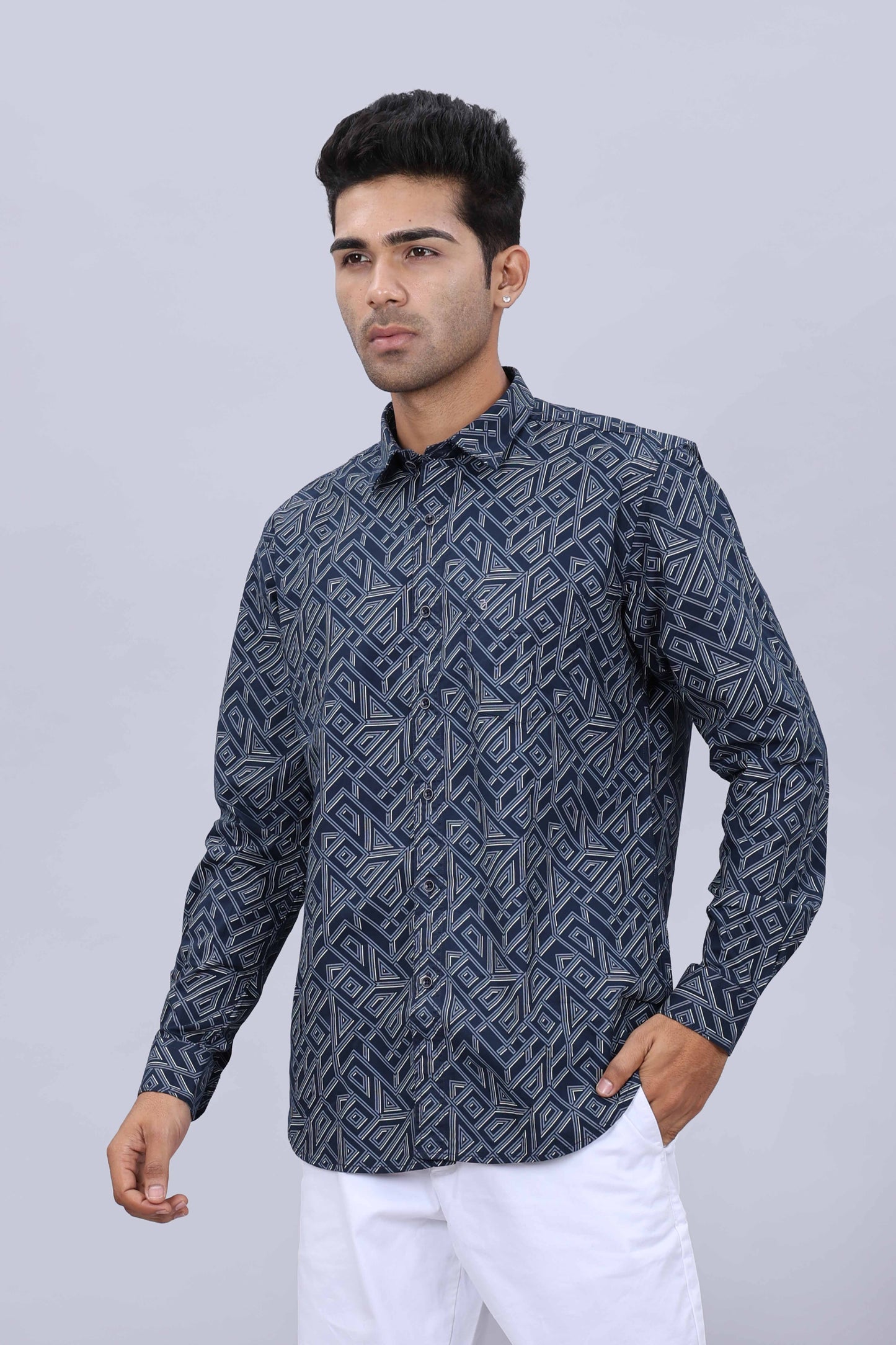 Men’s Slim Fit Pure Cotton Dobby Printed Casual Shirt