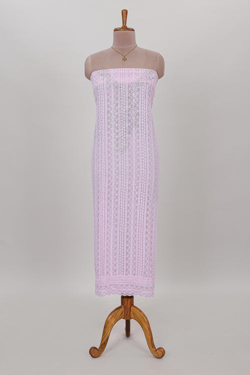 Pink embroidery chudidhar material with matching solid pant and embroidery dupatta