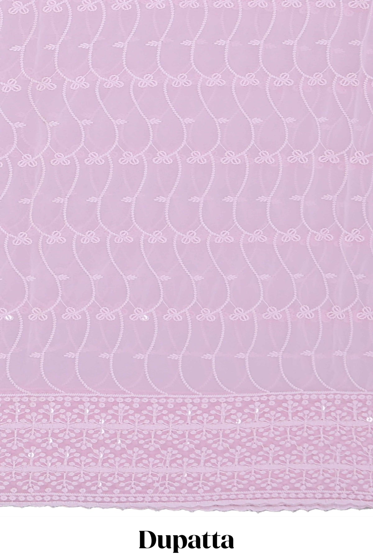 Pink embroidery chudidhar material with matching solid pant and embroidery dupatta