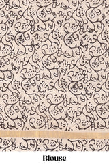 Sandal kalamkari printed cotton saree with traditional floral motifs and contrast pallu