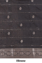 Black assam silk printed saree with self border and pallu