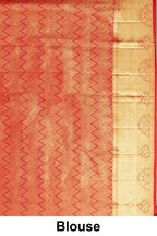 Red Swayamvara Pattu Jacquard Work With Zari Woven Design subtle motifs across the body