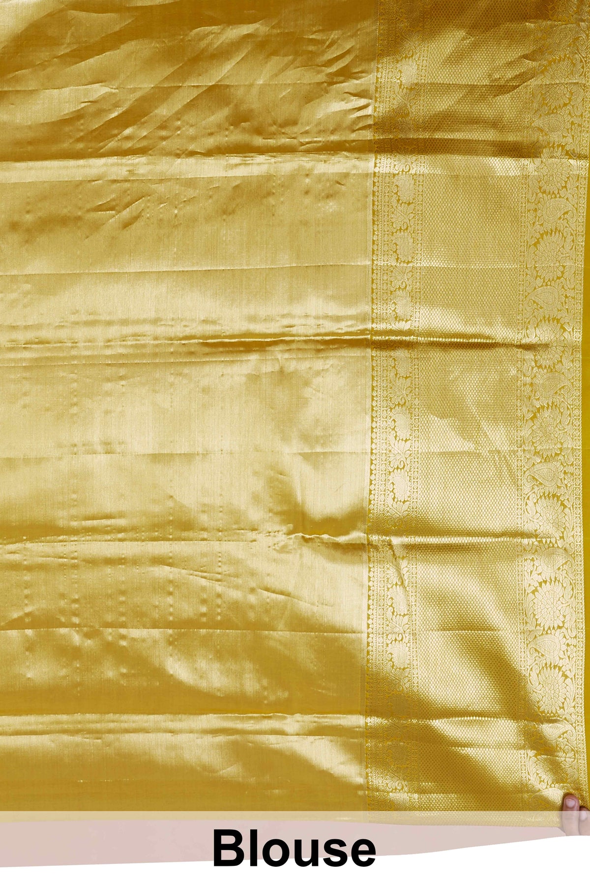Gold Tissue Kancheepuram Pattu With Zari Border And Floral Woven Design