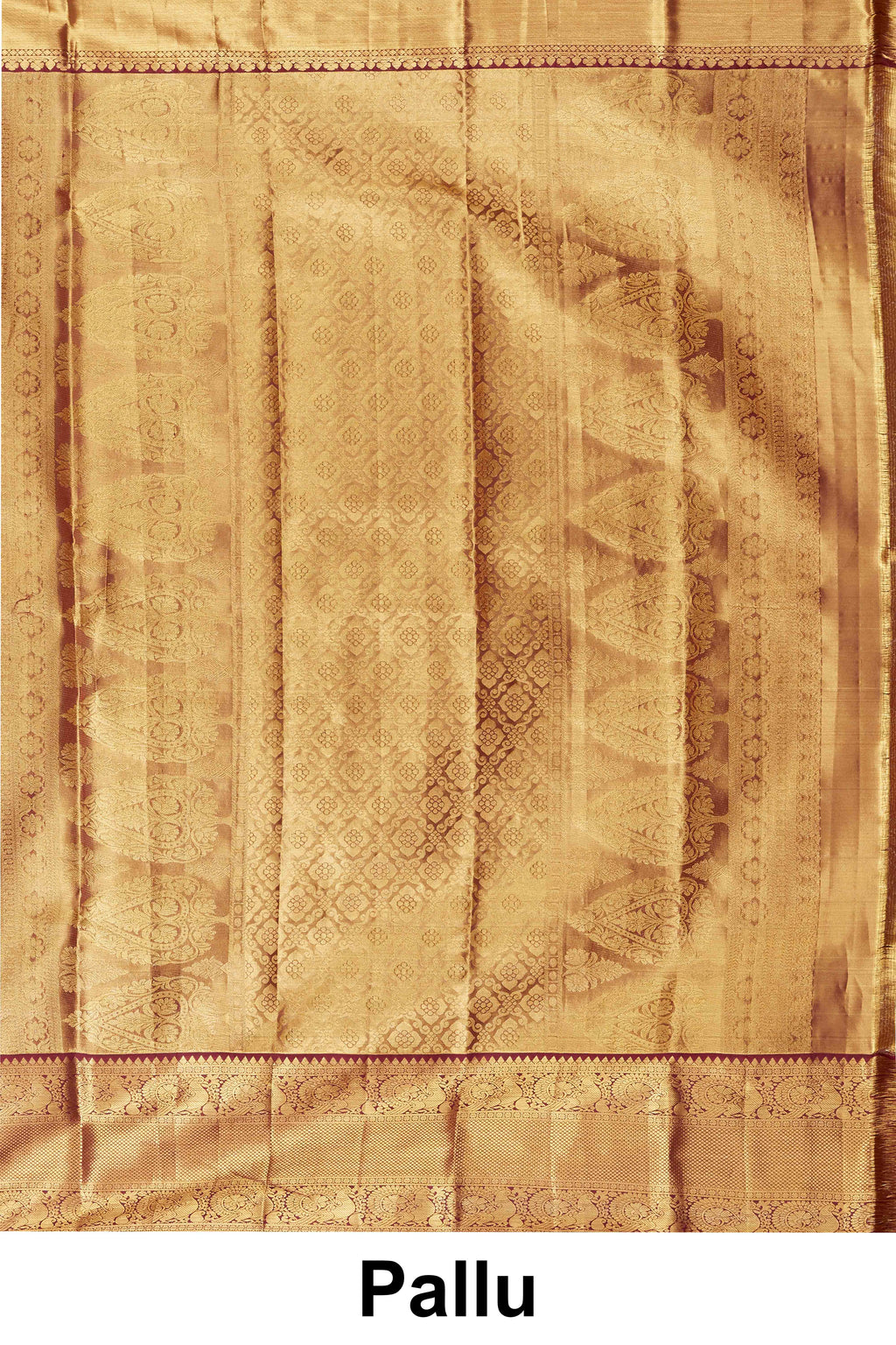 Maroon Tissue Kancheepuram Pattu With Zari Border And Elegant Pallu Design