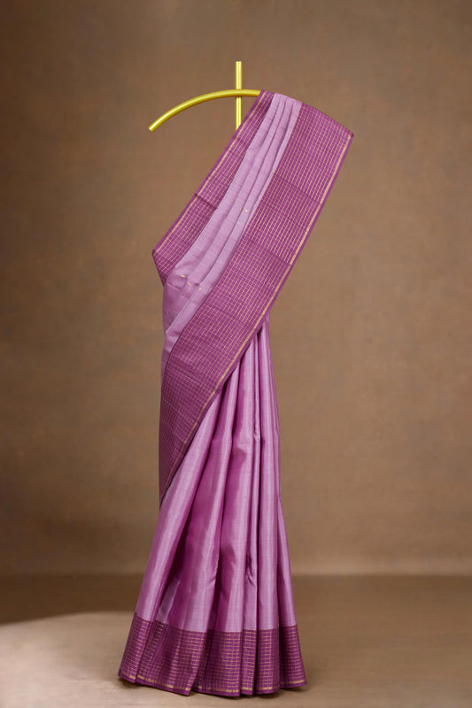 Purple Kanchipuram Vaira Oosi And Checks
